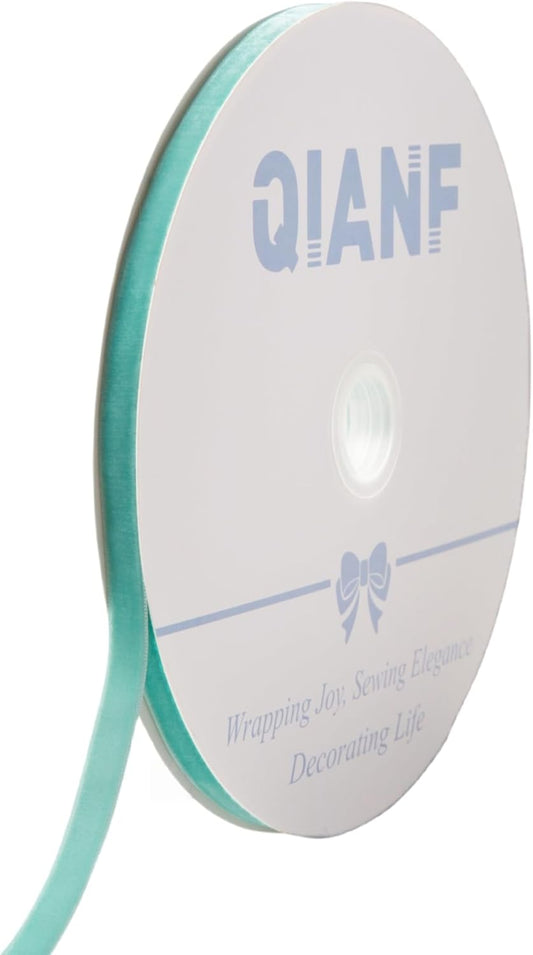 Vintage Turquoise Blue Velvet Ribbon, 3/8 Inch X 25Yd