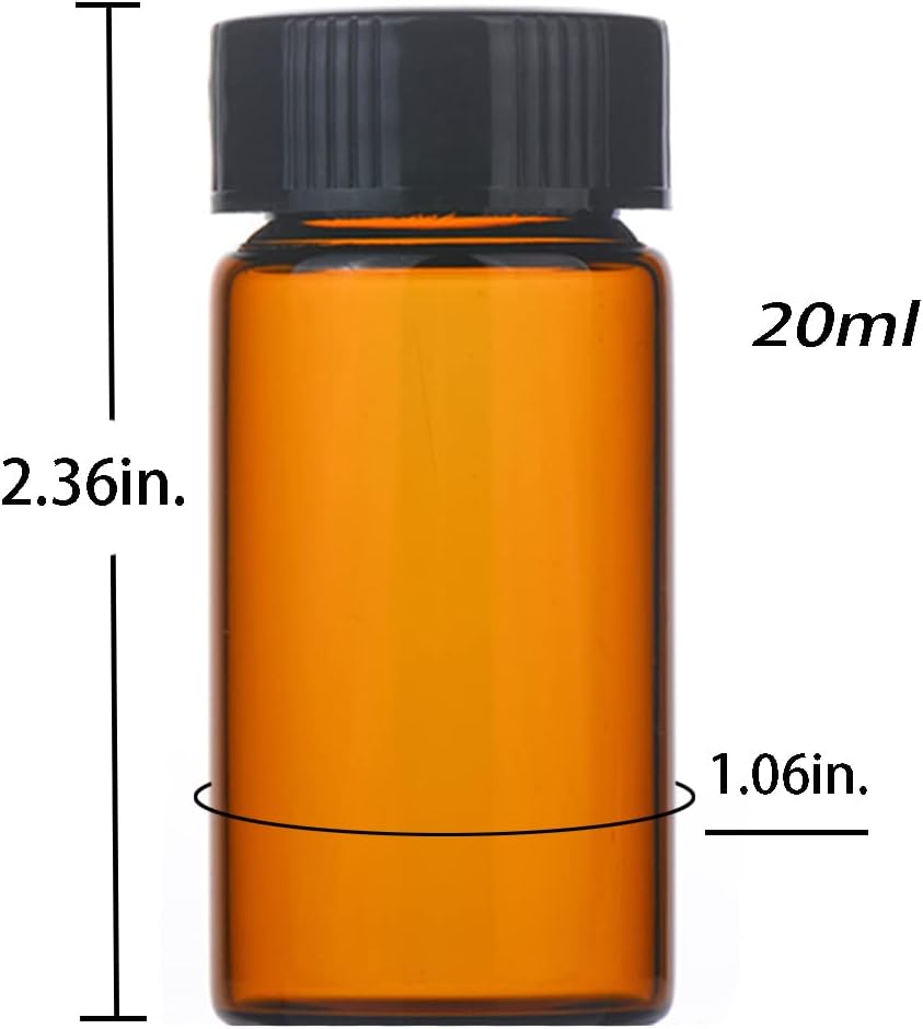 20ml Amber Small Glass Vials 30pcs with Screw Caps(30pcs)