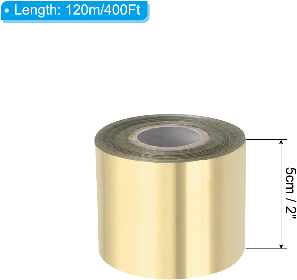 PATIKIL 2"x400Ft Hot Stamping Foil Paper, Heat Transfer Hot Stamping Paper Foil Roll for Leather DIY Logo Decor Craft Gift Package Scrapbook Card, Light Gold