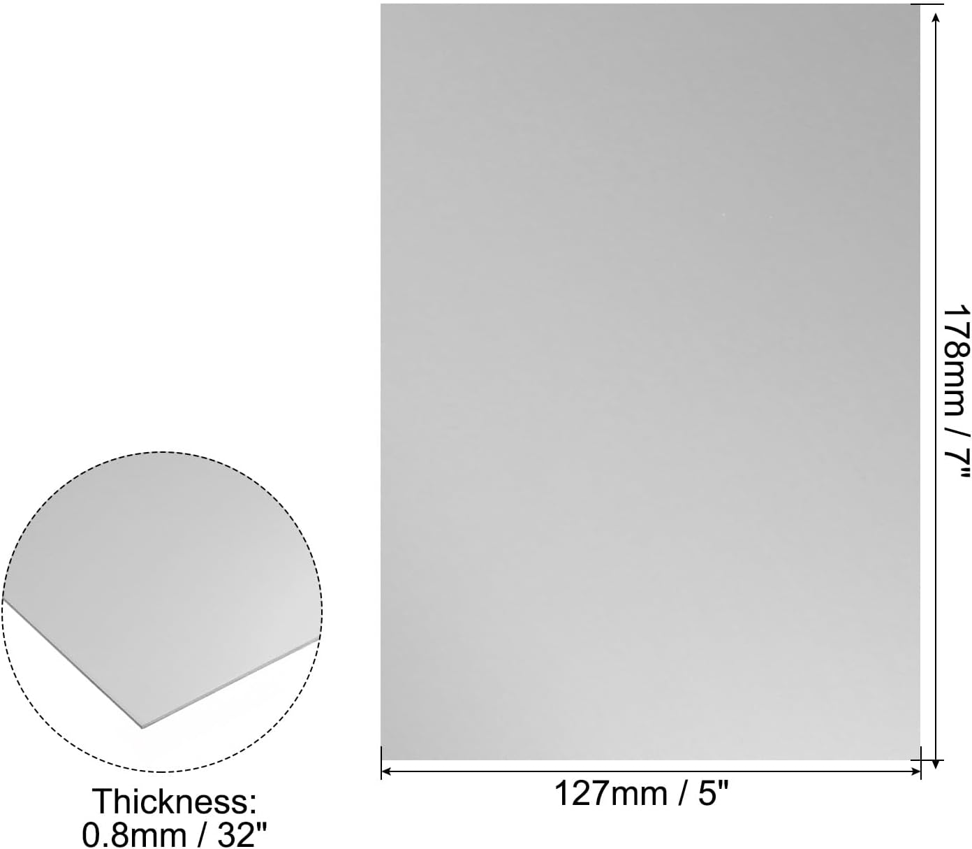 PATIKIL 7x5x1/32inch Anodized Aluminum Sheet, 5Pcs Metal Rectangle Aluminum Plate 0.8mm Thick Engraving Blanks for Laser Engraving DIY Decorative Crafting Home Decoration, Grey