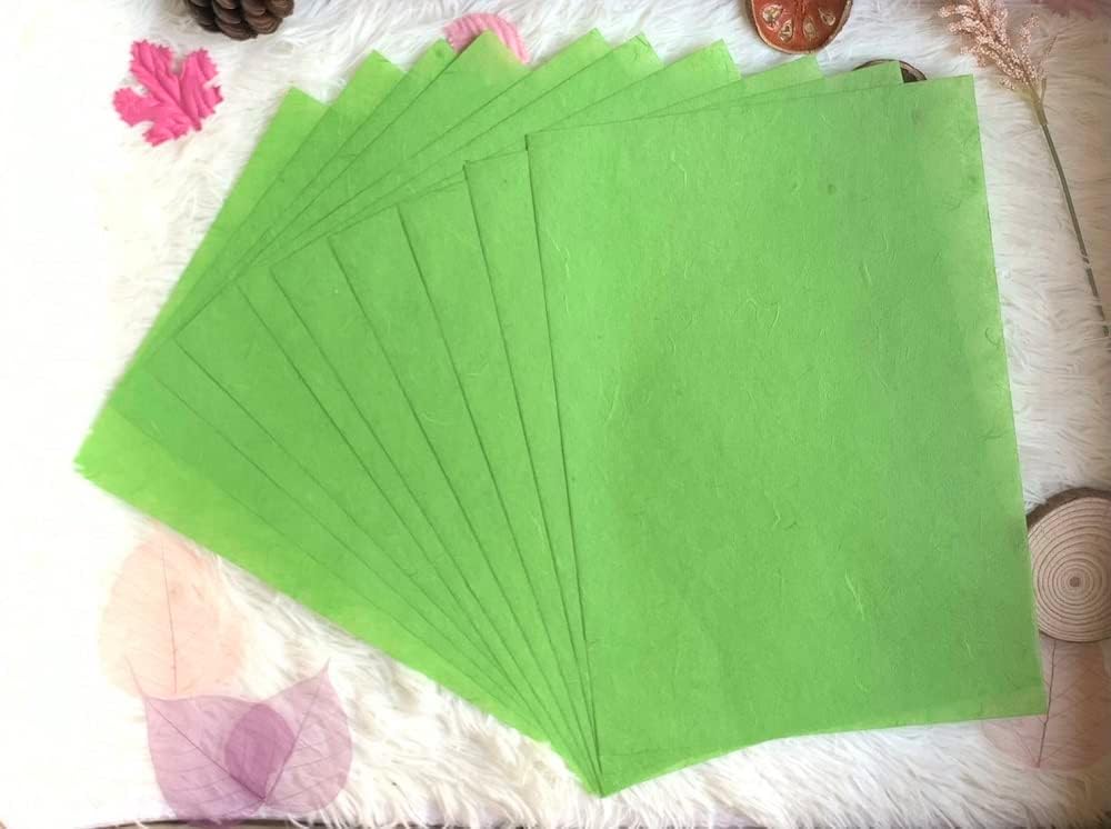 50 Sheets A4 Natural Fiber Mulberry Tree Mulberry Paper Sheets Art Tissue Washi Paper Design Craft Art Origami Suppliers Card Making DIY Crafts (Green Tone, A4)