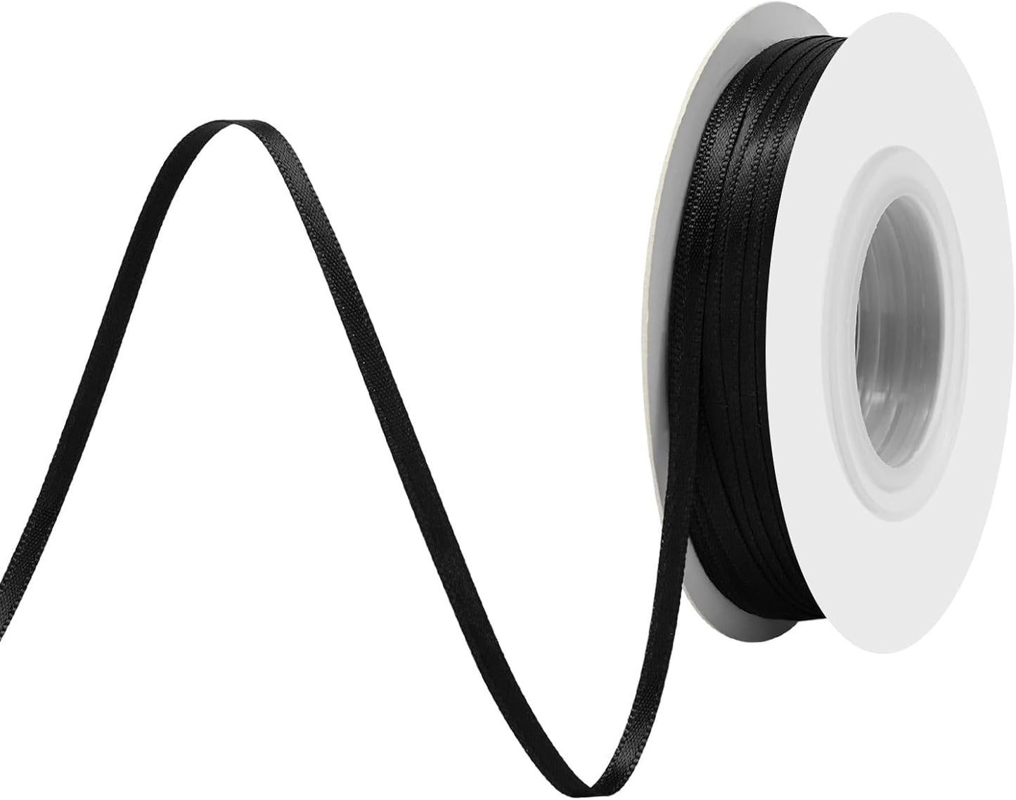 Black Satin Ribbon 1/8" X 50 Yards Solid Color Double Faced Ribbons Perfect for Crafts Wedding Decor Bow Making Arts Sewing and More