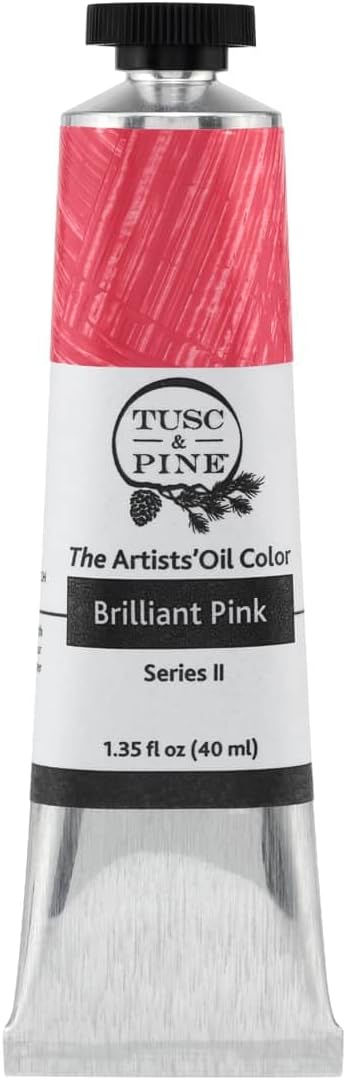 Tusc & Pine Artist Oil Paint - Brilliant Pink, 40 ml, Non-Yellowing, Rich & Creamy Consistency, Maximum Pigment Load, Small Batch Milled Oil Paints Made in the USA for Professional Artists