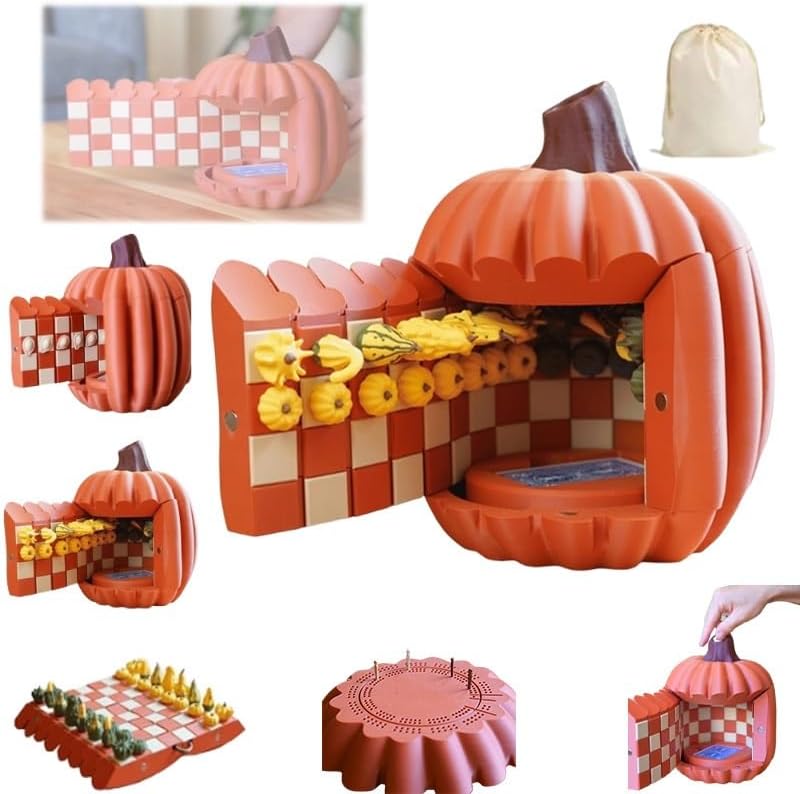 Forgecore Gourd Games, Pumpkin Game Set: Magnetic Chess Checkers, Dice Tower, Cribbage, Card Holder, Gourd Gambit Pumpkin Chess Expansion Pack, 3D Printing Portable Adult Pumpkins Board Game Set(#2)