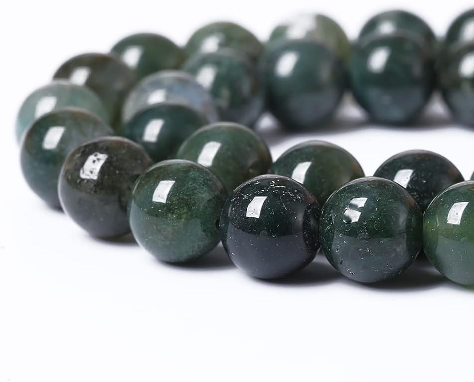 90PCS 4mm Natural Green Moss Agate Beads Gemstone Round Loose Spacer Beads for Jewelry Making DIY Bracelet Necklace Earrings 15" Inch(Moss Agate Beads, 4mm)