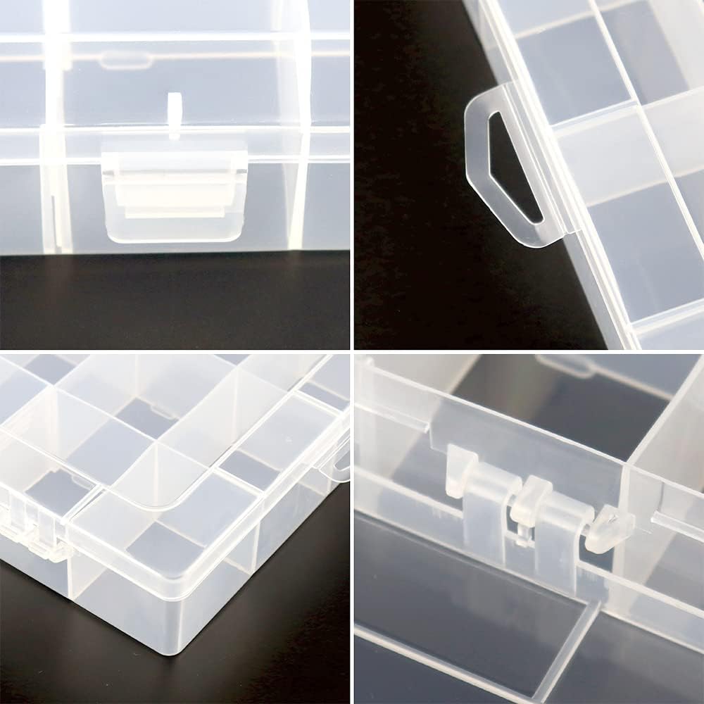 3Pack 28 Compartment Organizer Box with Parkical Adjustable Dividers, 28 Grids Plastic Storage Container for Jewelry, Craft DIY, Bead Organizer, Sewing, Dip Powder, Hair Accessories