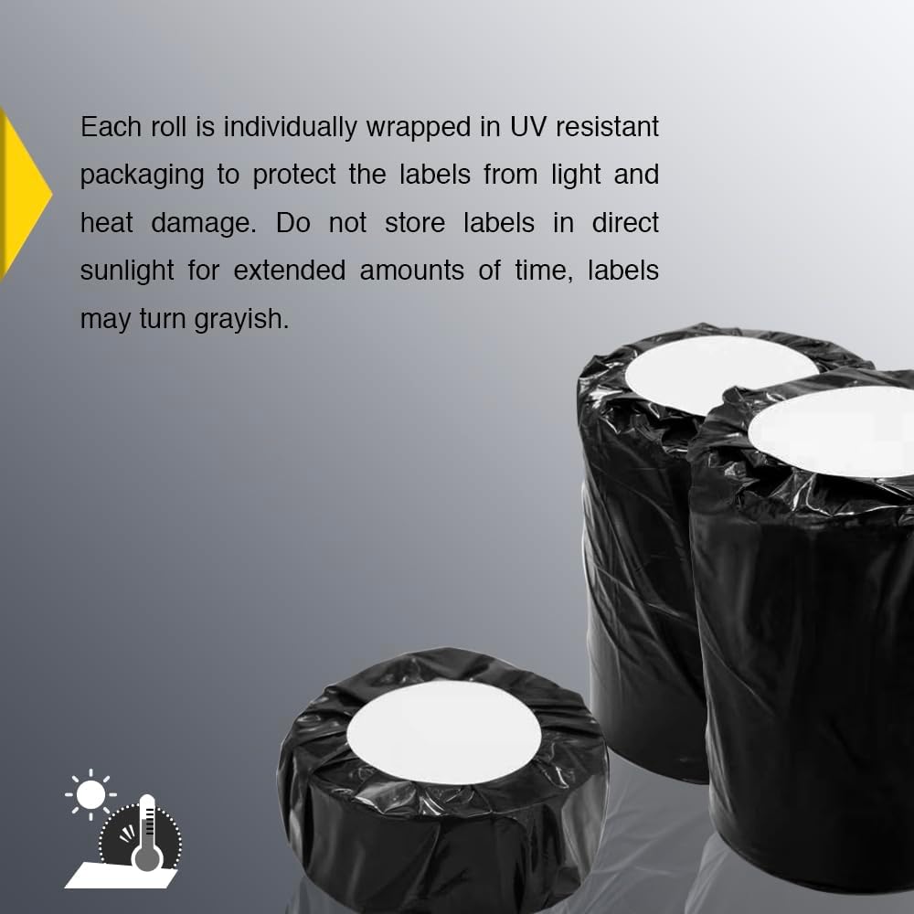 BETCKEY - 3" x 1" (76 mm x 25 mm) Address Removable Film Label - Durable Waterproof - Compatible with Zebra & Rollo Label Printer [6 Rolls, 8250 Labels]