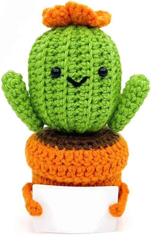 Pin Cushion,Handmade Knitted Pincushions,Cute Pin Cushions Needle Holders for Sewing Quilting Accessory, DIY Crafts or Patchwork Decor.Flowerpot Design Cactus 01