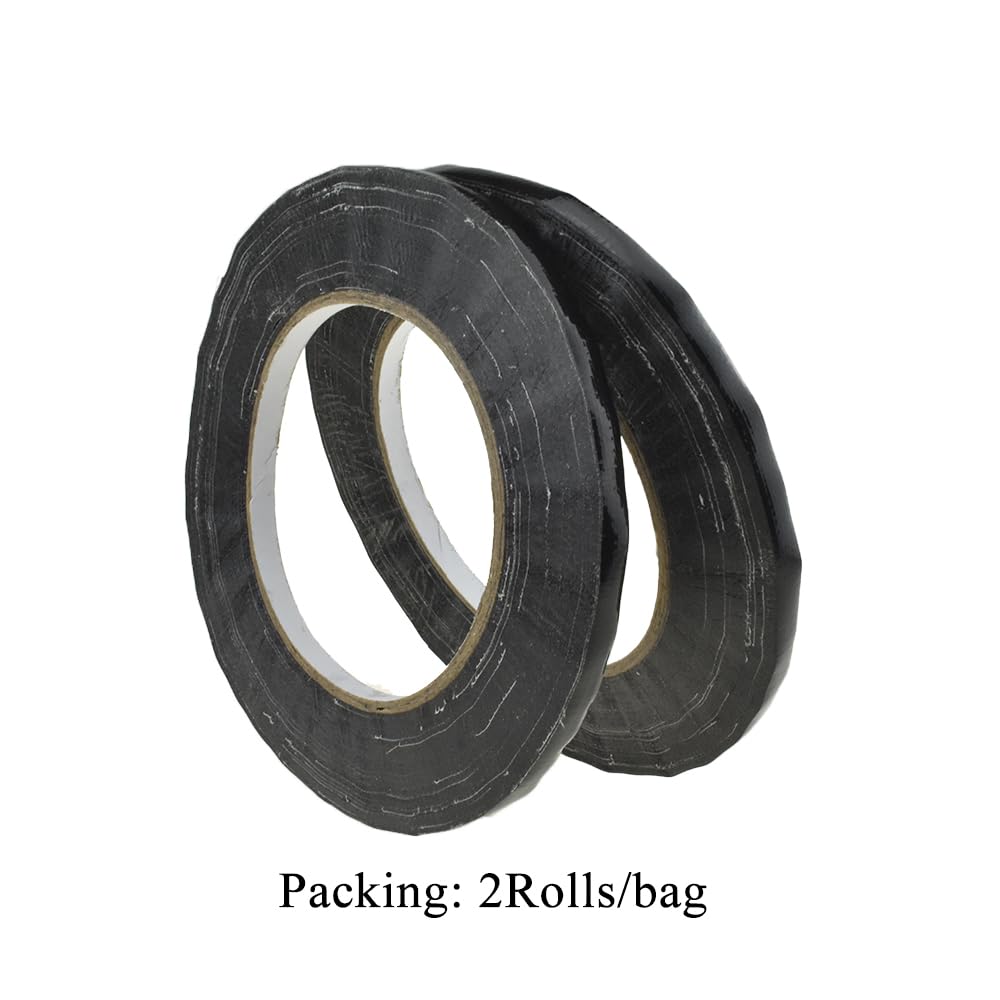 HAHIYO Black 0.25Inch Wide Floral Tape Waterproof Florist Tape Flower Wrap Adhesive Waterproof Decorative Tape for Bouquet Stem Wrapping Flower Arranging and Floral Craft, 2Rolls 200Feet/66Yard Total