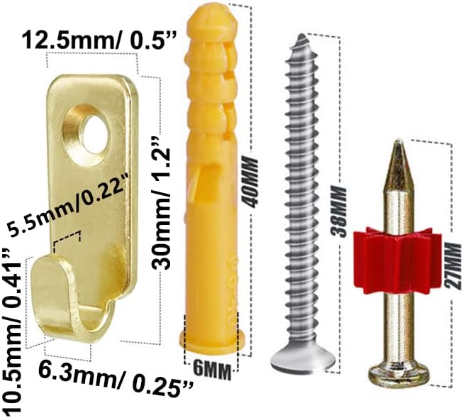 10pcs Heavy Duty J-Shaped Hangers 304 Stainless Steel Wall Mounted Mini J Hook for Mirror Picture Frames Hanging Wire/D Rings/Keyhole Hangers (Gold)