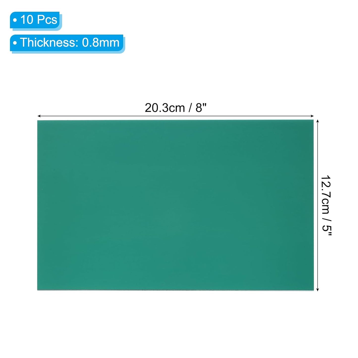 PATIKIL 5x8 Inch Anodized Aluminum Sheet Metal, 10Pcs Laser Plates Engraving Blanks 0.5MM Thin Rectangle for Crafting DIY House Laser Engraving, Green