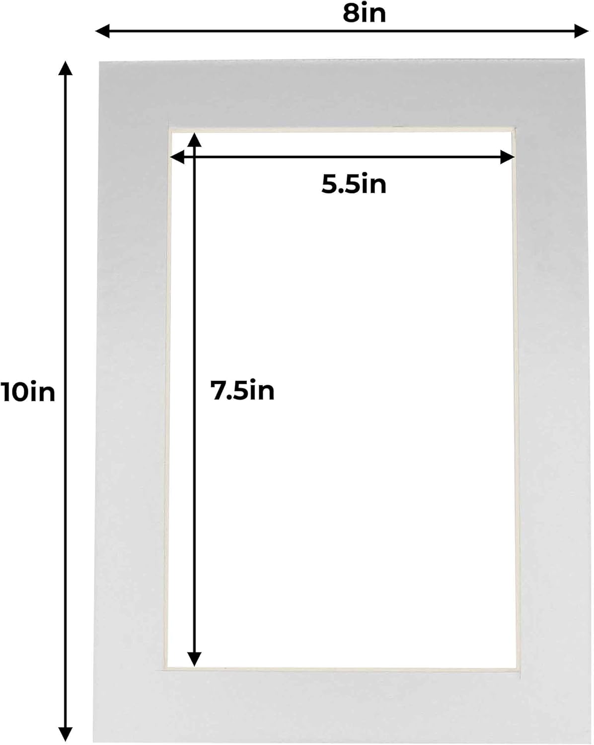 6x8 Mat for 8x10 Frame - Precut Mat Board Acid-Free Metallic Silver 6x8 Photo Matte for a 8x10 Picture Frame, Premium Matboard for Family Photos, Show Kits, Art, Picture Framing, Pack of 25 Mats