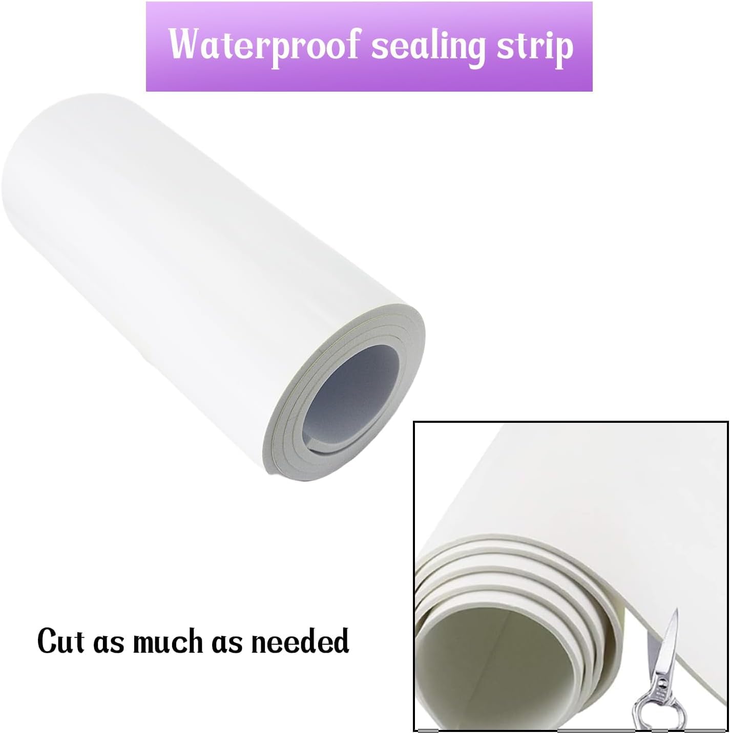 Closed Cell Neoprene Foam Rubber Sheet with Adhesive - 60 x 8 x 1/2 Inch Multi-Function Insulation, Soundproofing, and Weatherproof Foam Padding Easy Cut DIY, White