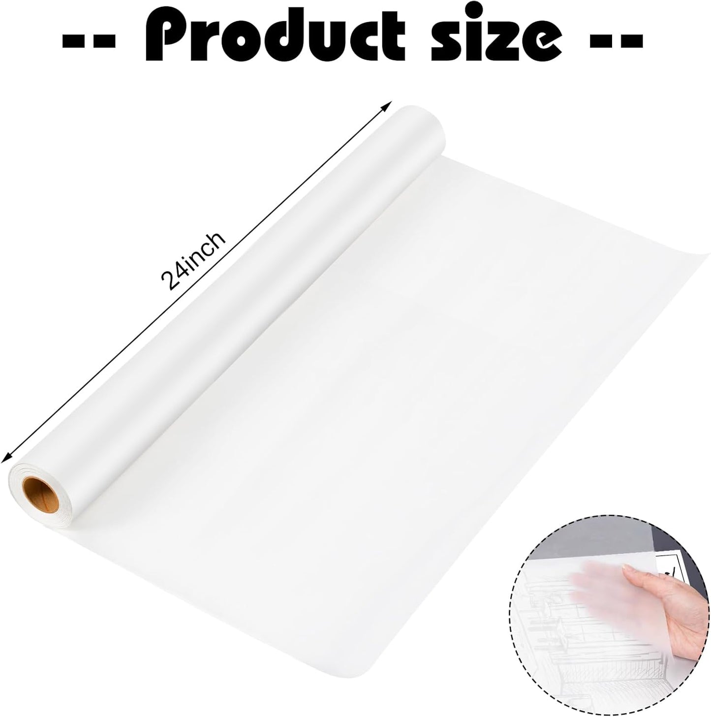 Tracing Paper Roll 24 Inch x 30 Yards White Pattern Paper Translucent Trace Paper for Sewing Drawing Sketching