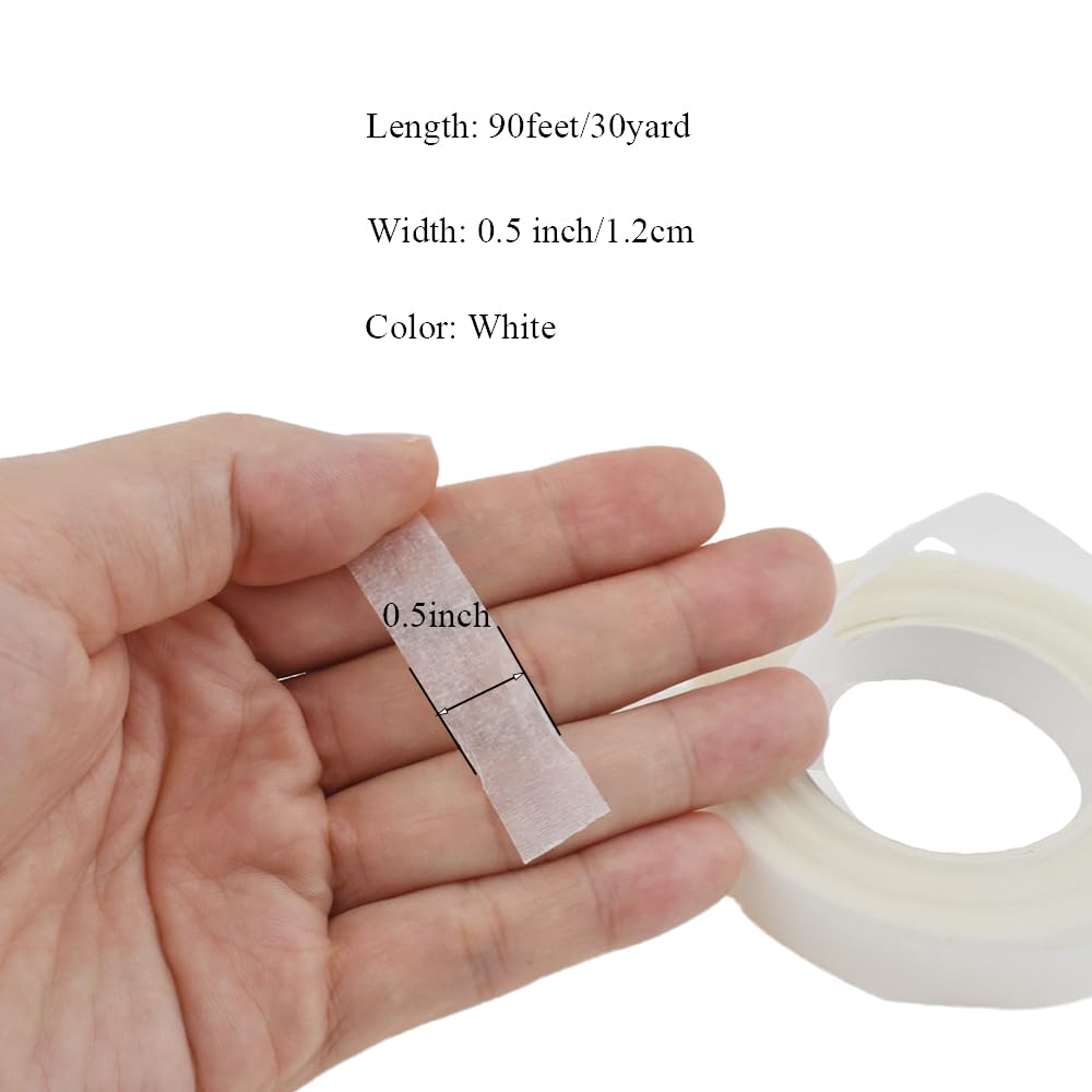 HAHIYO White 3Rolls 0.5Inch Wide Floral Tape - 270Feet/90Yard Total Paper Waterproof Florist Stem Wrap Tape Decorative Tape for Bouquet Stem Wrapping Corsages Flower Arranging Floral Craft