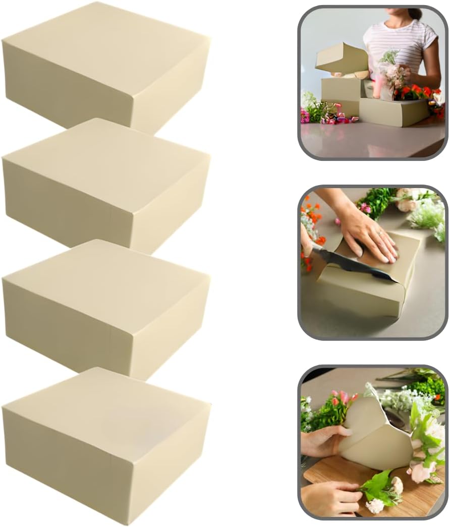 XCEL Floral Foam Block Unlike Any Other - Reusable Floral Blocks Flower Foam for Artificial Flower Arrangements (Cream - 7" x 7" x 3" (4 Pack))