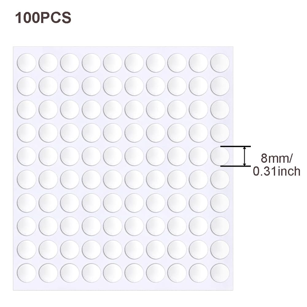 1000 Pcs False Tip Double Sided Adhesive Dots, 8mm/0.31" Pre-Cut Removable Round Putty, Waterproof Tapes No Trace Sticky Putty for Nail Art Holder and Festival Decoration