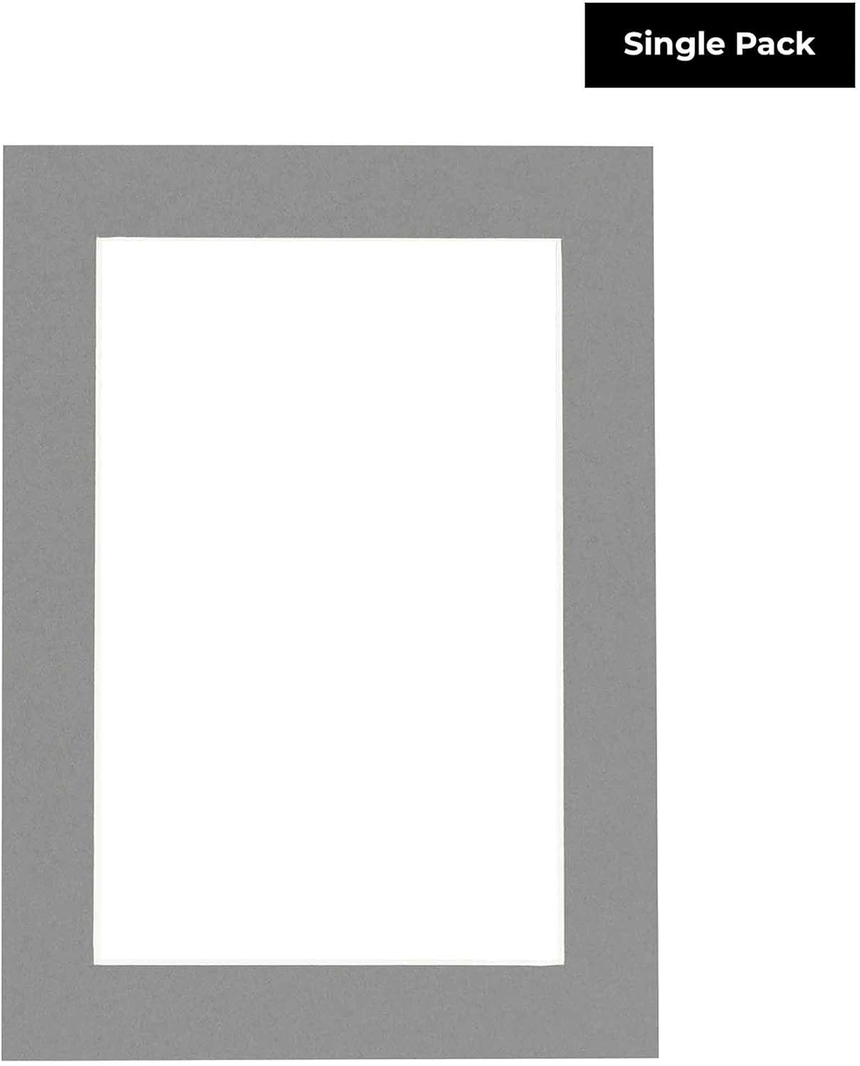 Poster Palooza 8x10 Mat Bevel Cut for 5x8 Photos - Acid Free Mid Grey Precut Matboard With Backing Board and Crystal Clear, Self Seal Photo Mat Bag - For Pictures, Photos, Framing - 4-ply Thickness
