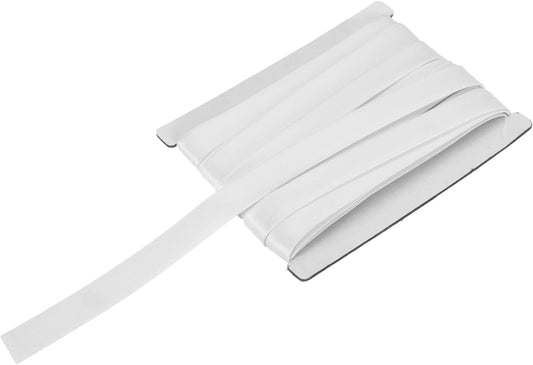 MECCANIXITY Double Fold Bias Tape for Sewing 5/8 Inch x 6 Yards Satin Pre-fold Continuous Binding Tape for Seaming Quilting Hemming Binding DIY Crafts, White