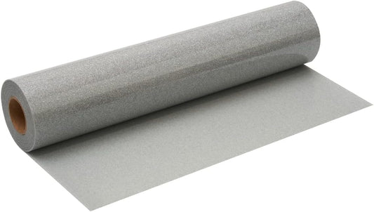 Silver Glitter HTV Roll -12" x10ft Iron on Heat Transfer Vinyl for DIY Shirts Gifts