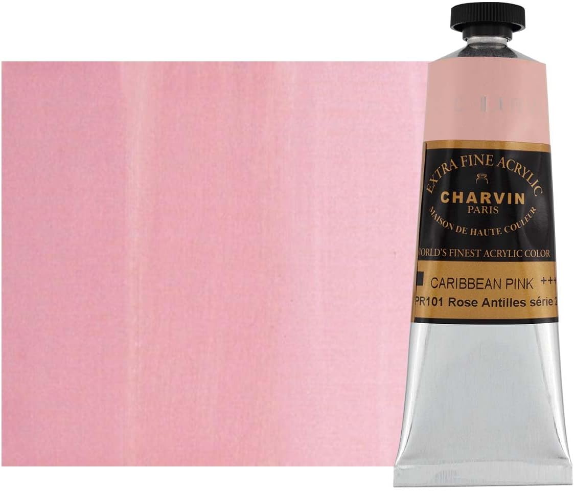 Charvin Extra Fine Professional Acrylic Paint - Caribbean Pink, 60ml Tube, Triple-Milled, Lightfast Pigments, Open Stock Artist Acrylic Paints in Nature-Inspired Hues