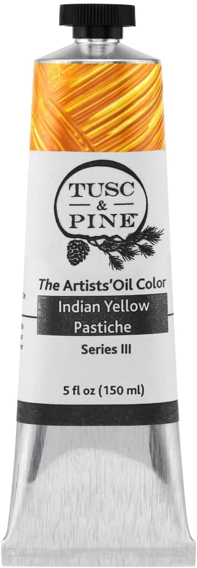 Tusc & Pine Artist Oil Paint - Indian Yellow Pastiche, 150 ml, Non-Yellowing, Rich & Creamy Consistency, Maximum Pigment Load, Small Batch Milled Oil Paints Made in the USA for Professional Artists