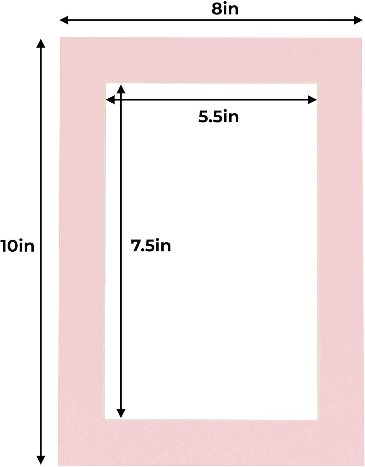 6x8 Mat for 8x10 Frame - Precut Mat Board Acid-Free Soft Pink 6x8 Photo Matte Made to Fit a 8x10 Picture Frame, Premium Matboard for Family Photos, Show Kits, Art, Picture Framing, Pack of 10 Mats