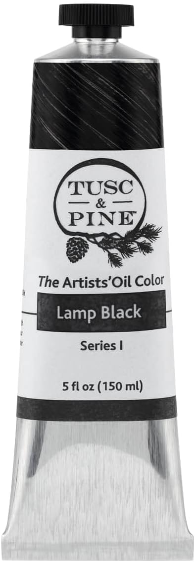 Tusc & Pine Artist Oil Paint - Lamp Black, 150 ml, Non-Yellowing, Rich & Creamy Consistency, Maximum Pigment Load, Small Batch Milled Oil Paints Made in the USA for Professional Artists