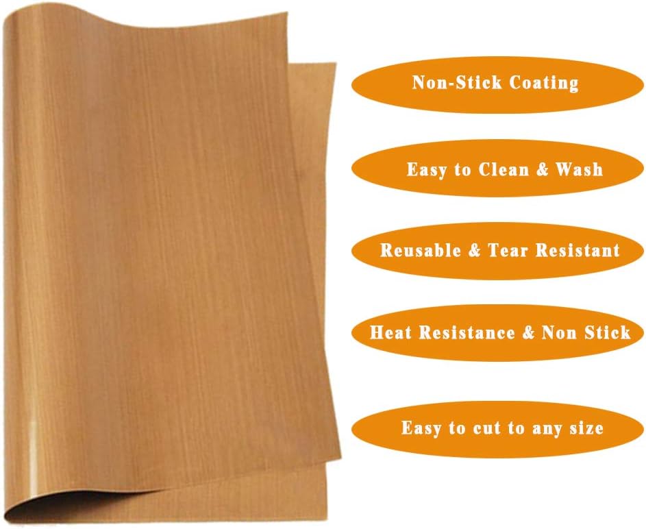 3 Pack PTFE Teflon Sheet 12 x 16" and 3 Rolls 10mm X 33m Heat Resistant Sublimation Thermal Tape for Heat Press Transfer,Non Stick Paper Reusable Craft Mat,Protects Iron,for Machines