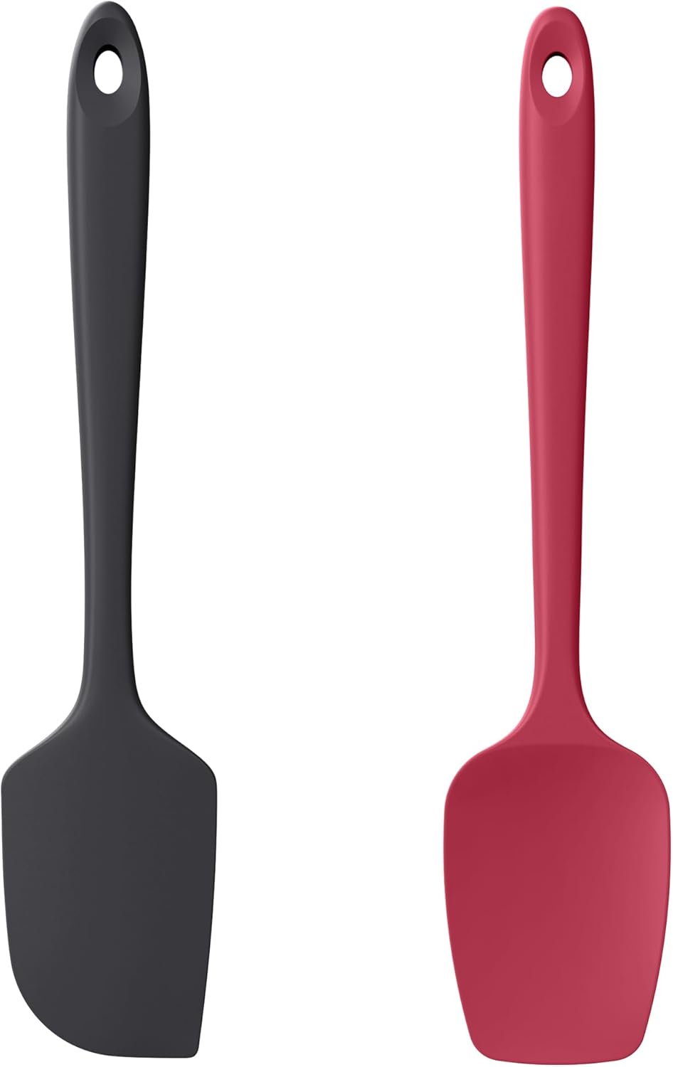 Silicone Flat Spoon Spatula Set, Luxiwise 600ºF Heat Resistant Kitchen Baking Scraper Cooking Spoonula Non-Stick BPA-Free Dishwasher Safe for Seamless Mixing Folding Scraping Serving (Black & Red)