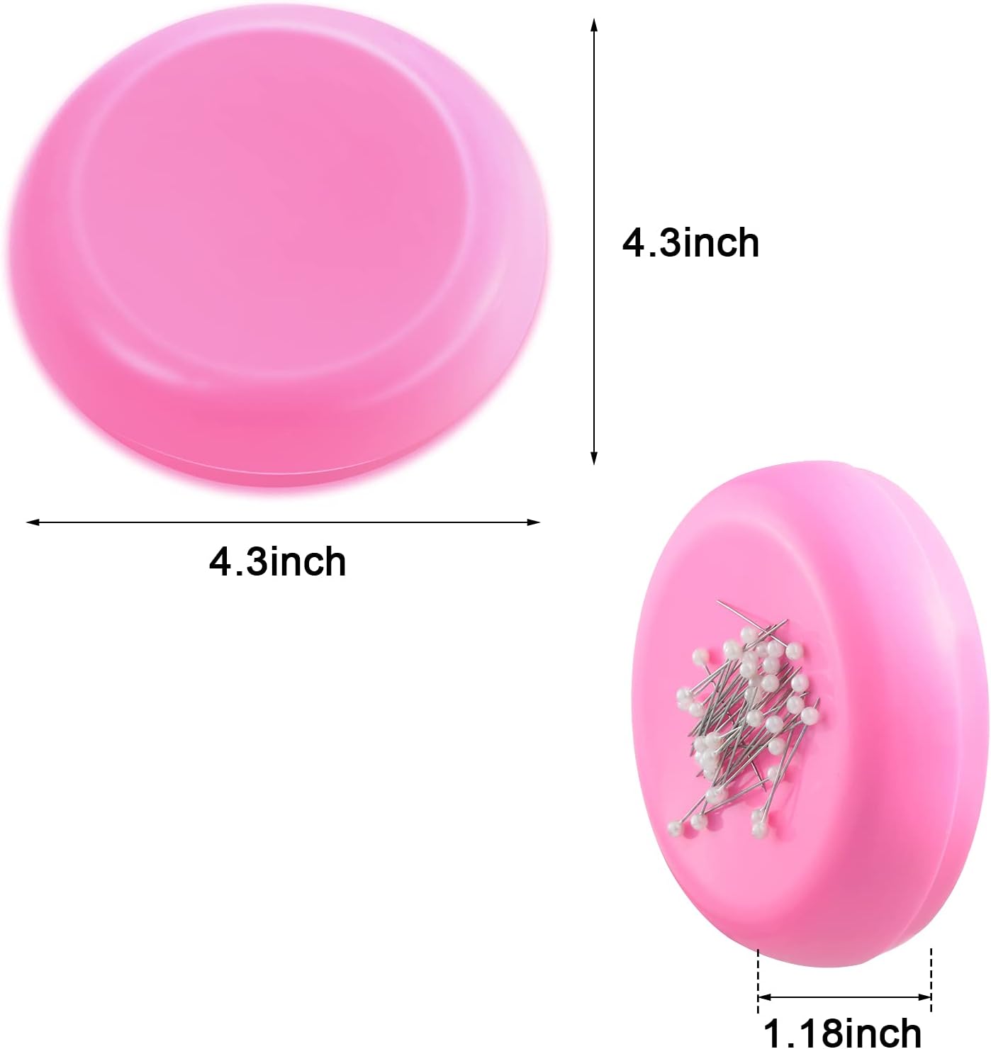 Waydress 2 Pieces Magnetic Pin Holder Sewing Pincushion Round Paper Clip Holder Magnetic Cushion Sewing Pin Push Hairclip Storage Case Needle Cushion for Sewing DIY Project(Blue, Pink)