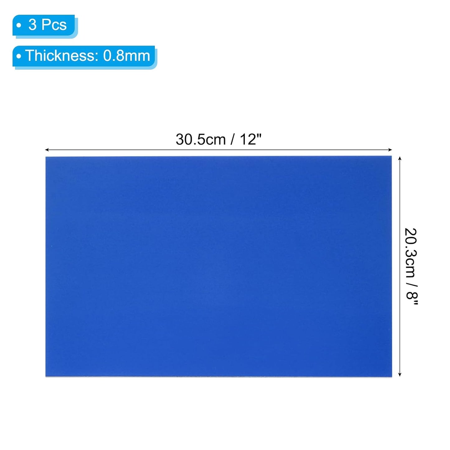 PATIKIL 8x12 Inch Anodized Aluminum Sheet Metal, 3Pcs Laser Plates Engraving Blanks 0.5MM Thin Rectangle for Crafting DIY House Laser Engraving, Blue