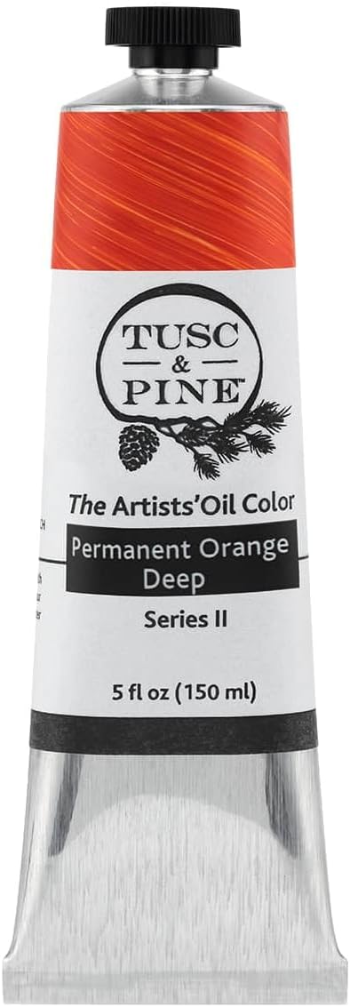Tusc & Pine Artist Oil Paint - Permanent Orange Deep, 150 ml, Non-Yellowing, Rich & Creamy Consistency, Maximum Pigment Load, Small Batch Milled Oil Paints Made in the USA for Professional Artists