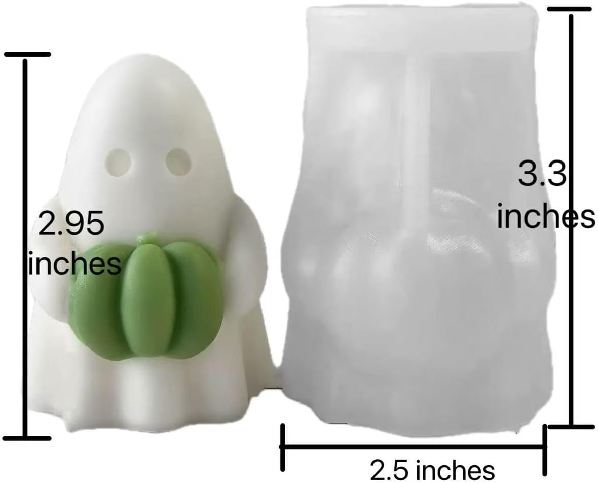 Ghost Holding Pumpkin Resin Mold, Halloween Candle Making Molds Fun Kit Cute Ghost and Pumpkin Epoxy Resin Molds Silicone DIY Craft