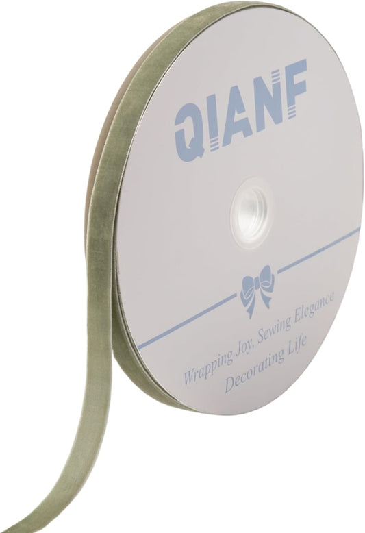 Vintage Sage Green Velvet Ribbon Christmas Ribbon for Gift Wrapping Crafts Christmas Tree Ornaments Garland Decorations, 5/8 Inch X 25Yd