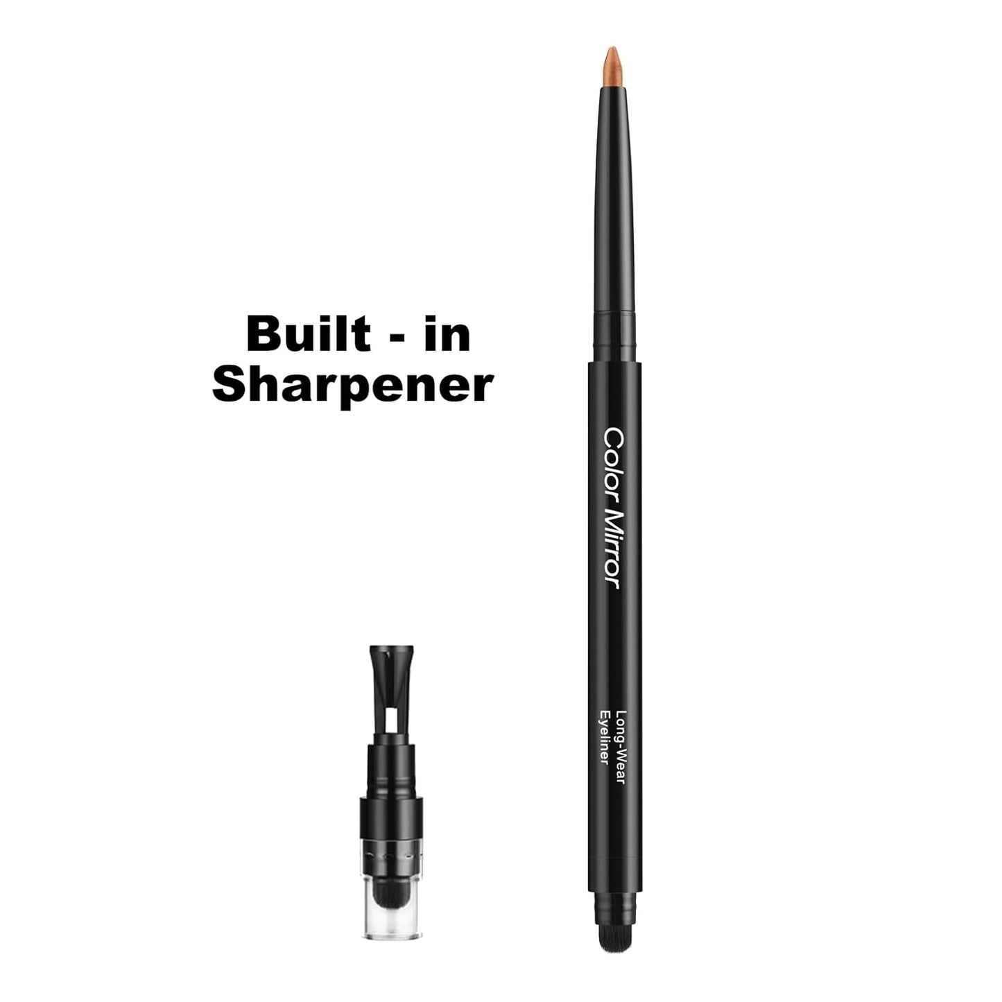 Smudge Proof Eyeliner, Waterproof Retractable Eye liner with Brush, Matte and Shimmer Eyeliner Pencil, Creamy Texture, Long lasting & Smooth(39 Rose Gold Shimmer)
