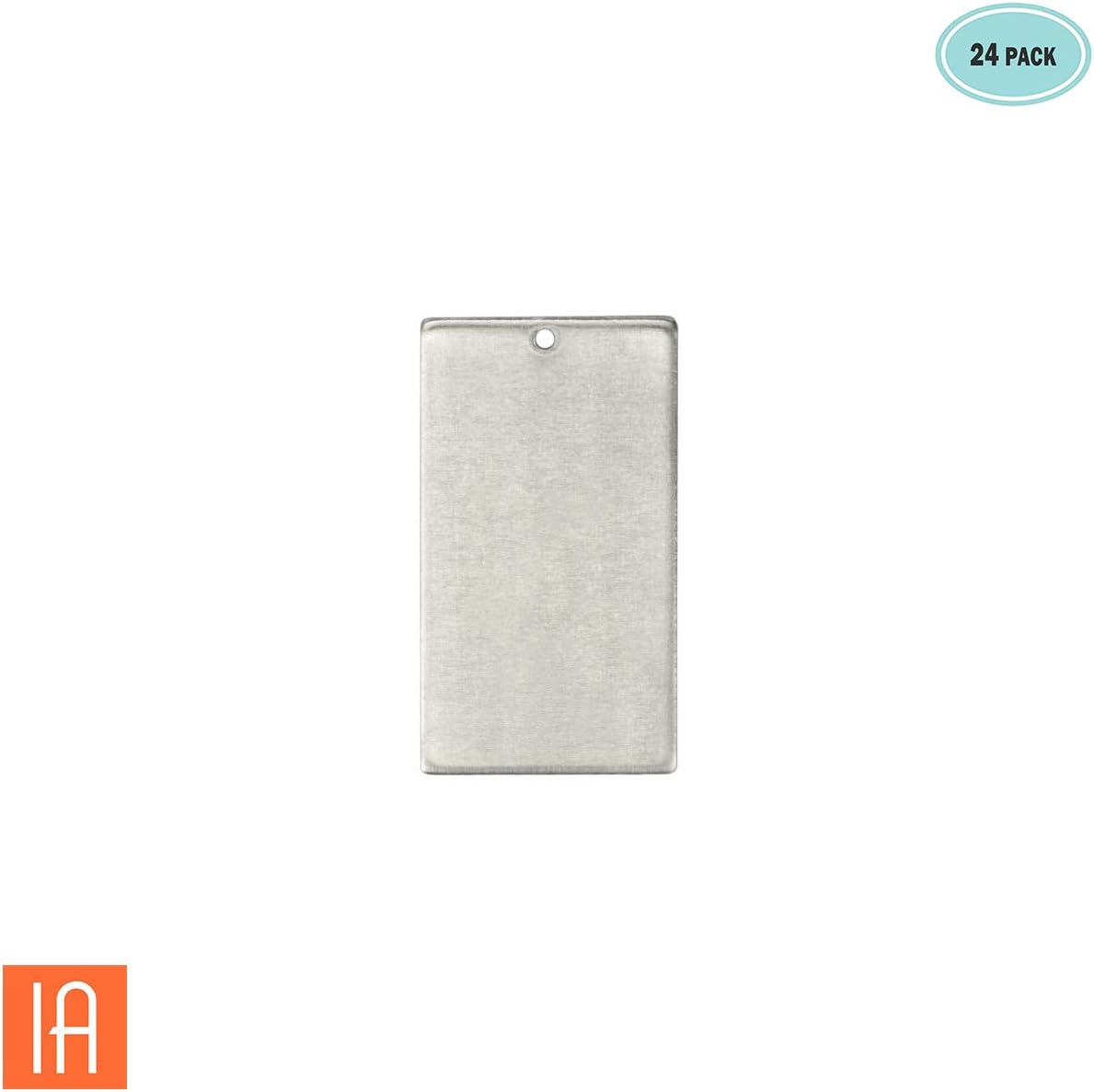 ImpressArt - Premium Metal Stamping Rectangle Blanks for Metal Stamping and Jewelry Making (24 Pack) (11/16" x 1 1/4" Rectangle w/Hole, Aluminum)