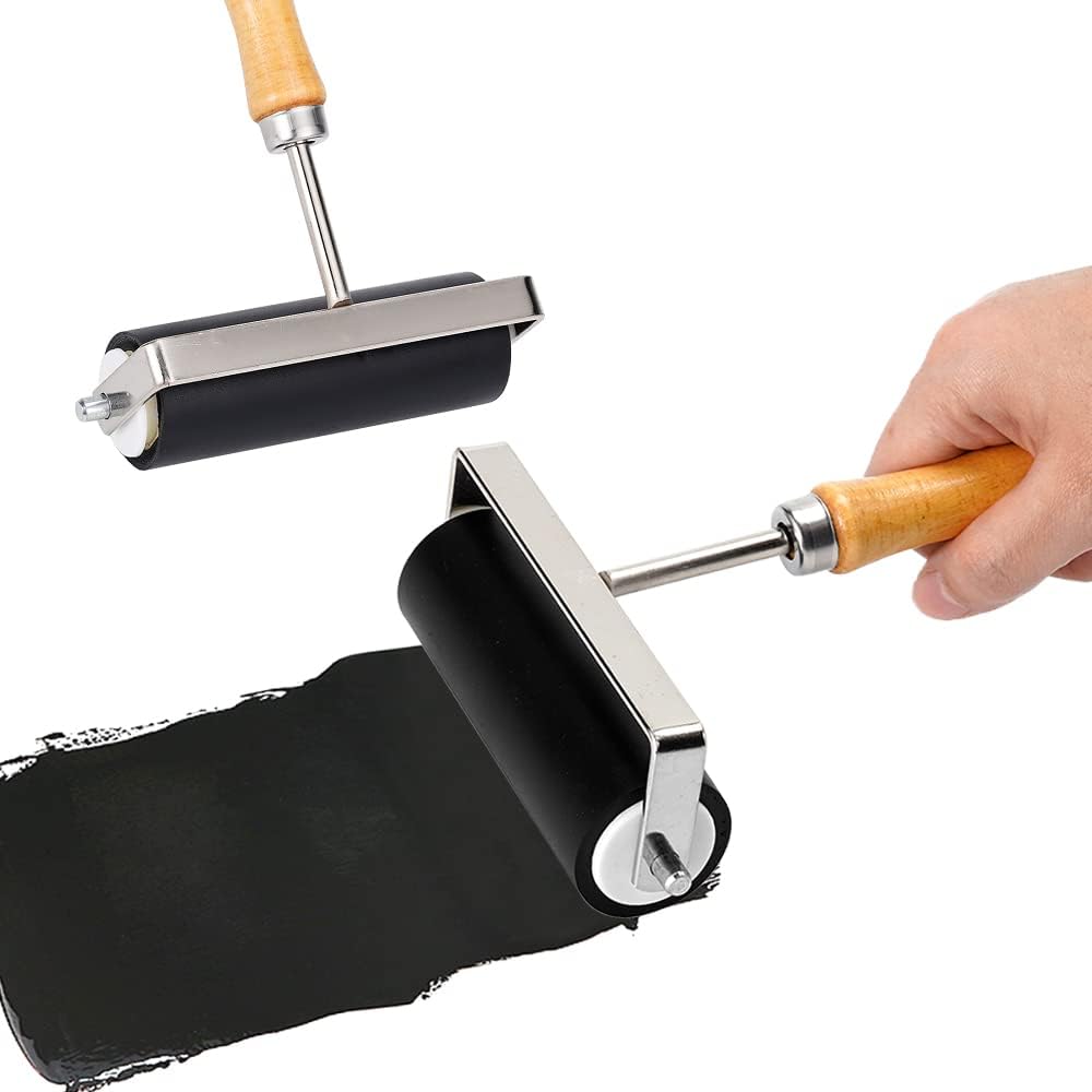 3 Pack Rubber Roller - Brayer Rollers with 3 Size for Crafting Brayer Rollers for Printmaking Brayer Tool Paint Brush Ink Applicator Art Craft Oil Painting Tool (2.4 inch,4 inch,5.9 inch)