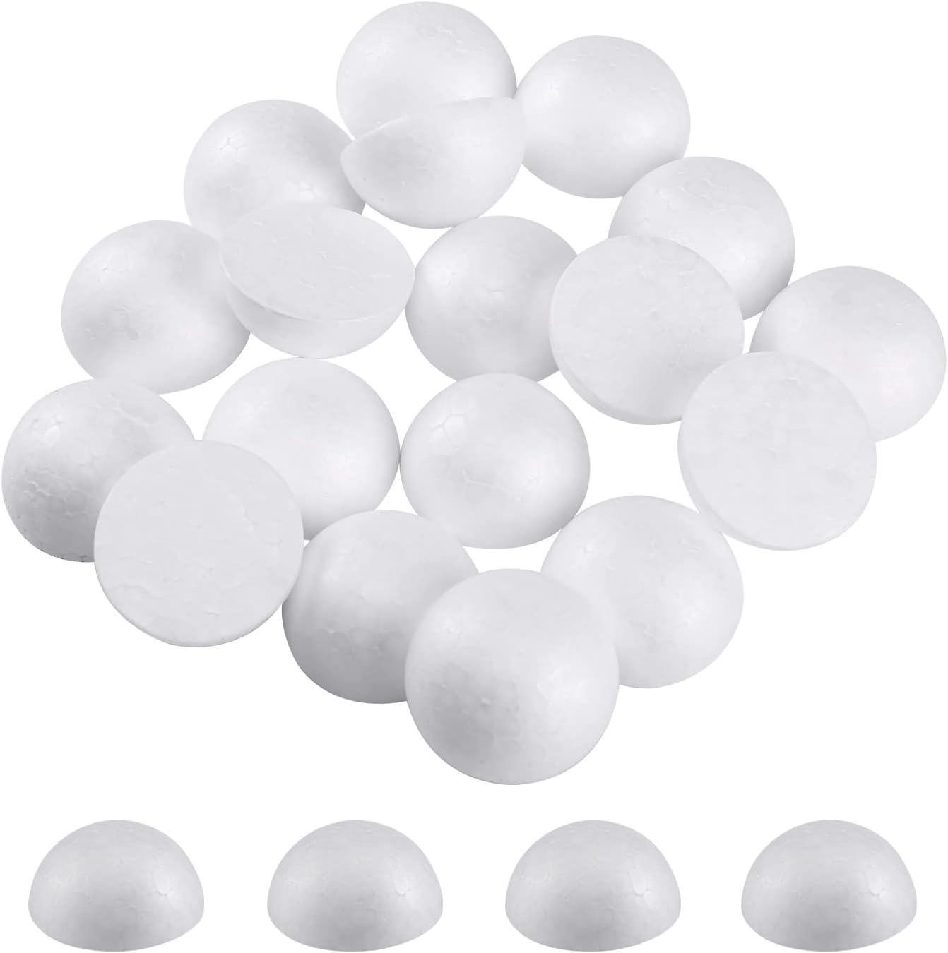 Crafjie 22PCS 2 Inchs White Foam Balls Half Round Polystyrene Half Foam Balls Craft Supplies Hemispherical Christmas Craft Ballfor DIY Home Craft Project and Art Decoration