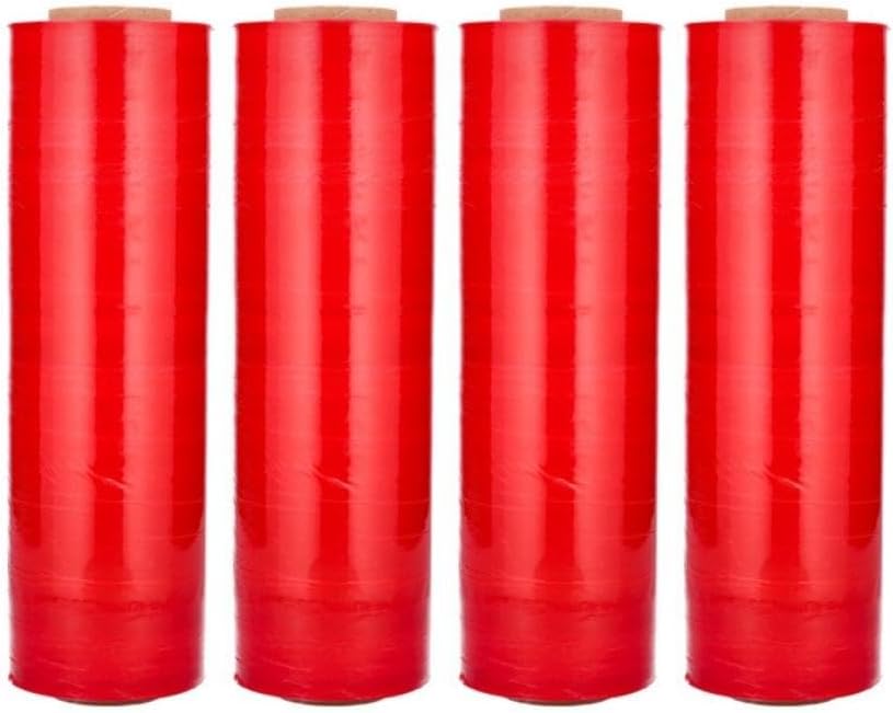 PSBM Red Stretch Wrap, 15 Inch x 1476 Feet, 8 Pack, Tinted Pre-Stretched Shrink Wrap Film for Moving, Packaging, Pallet Wrapping