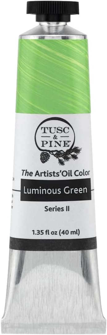 Tusc & Pine Artist Oil Paint - Luminous Green, 40 ml, Non-Yellowing, Rich & Creamy Consistency, Maximum Pigment Load, Small Batch Milled Oil Paints Made in the USA for Professional Artists