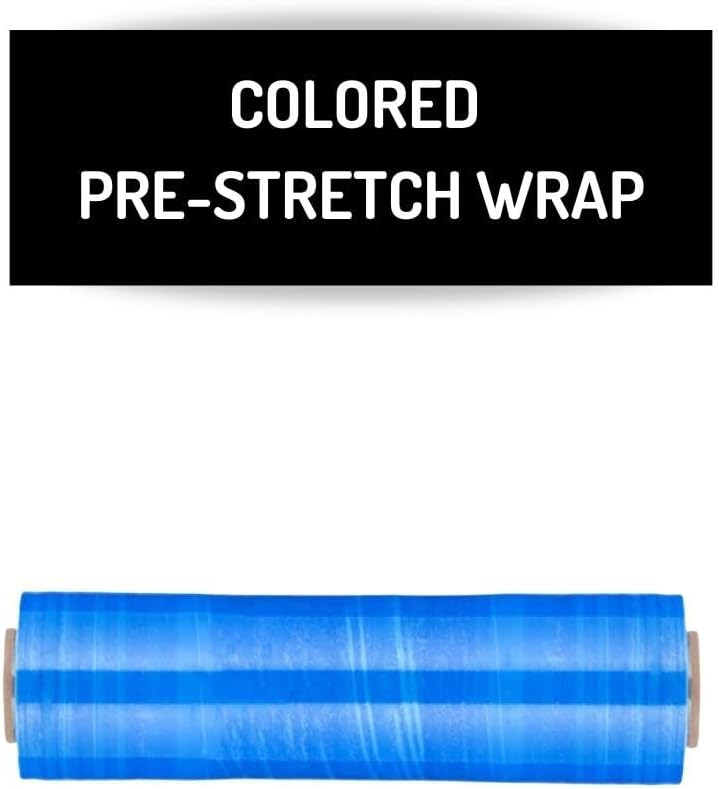 PSBM Blue Stretch Wrap, 15 Inch x 1476 Feet, 4 Pack, Tinted Pre-Stretched Shrink Wrap Film for Moving, Packaging, Pallet Wrapping