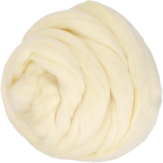 PATIKIL Wool Roving Yarn, 80G/2.82OZ Soft Felting Wool Pure Chunky Roving Yarn Bulk for Needle Felting Knitting Blanket Spinning Weaving DIY Craft, Beige