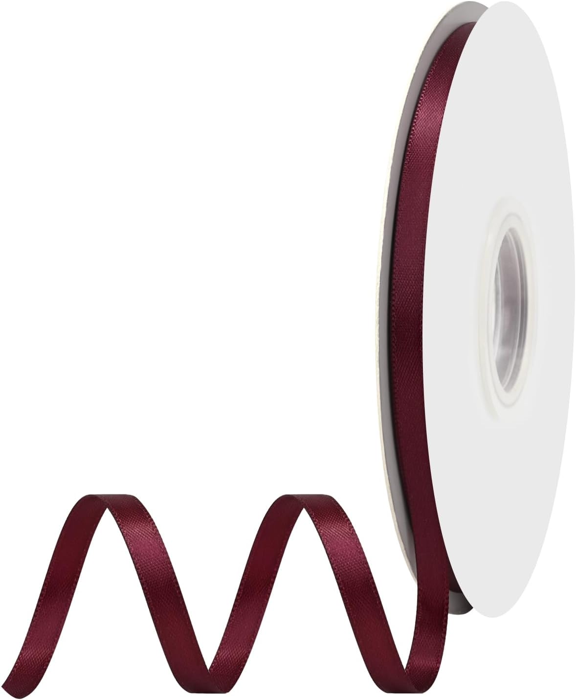 Wine Red Satin Ribbon 1/4" X 50 Yards Solid Color Double Faced Ribbons Perfect for Crafts Wedding Decor Bow Making Arts Sewing and More