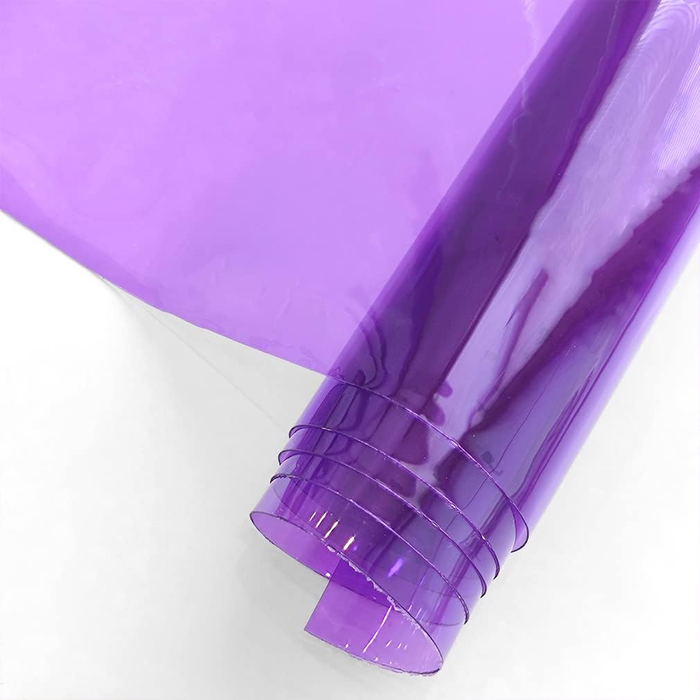 HYANG Purple Transparent PVC Super Clear Holographic Vinyl Faux Leather Sheets 1 Roll 12" x 47" (30cm x 120cm) for DIY Bows Earrings Bags DIY Crafts Making