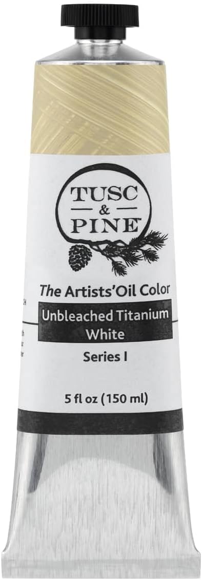 Tusc & Pine Artist Oil Paint - Unbleached Titanium White, 150 ml, Non-Yellowing, Rich & Creamy Consistency, Max Pigment Load, Small Batch Milled Oil Paints Made in the USA for Professional Artists