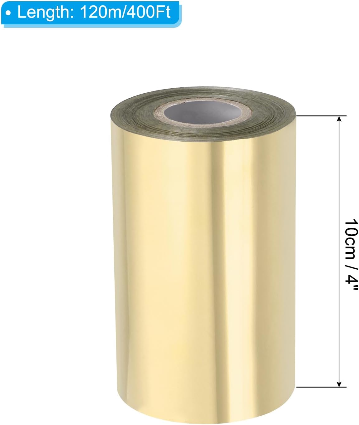 PATIKIL 4"x400Ft Hot Stamping Foil Paper, Heat Transfer Hot Stamping Paper Foil Roll for Leather DIY Logo Decor Craft Gift Package Scrapbook Card, Light Gold