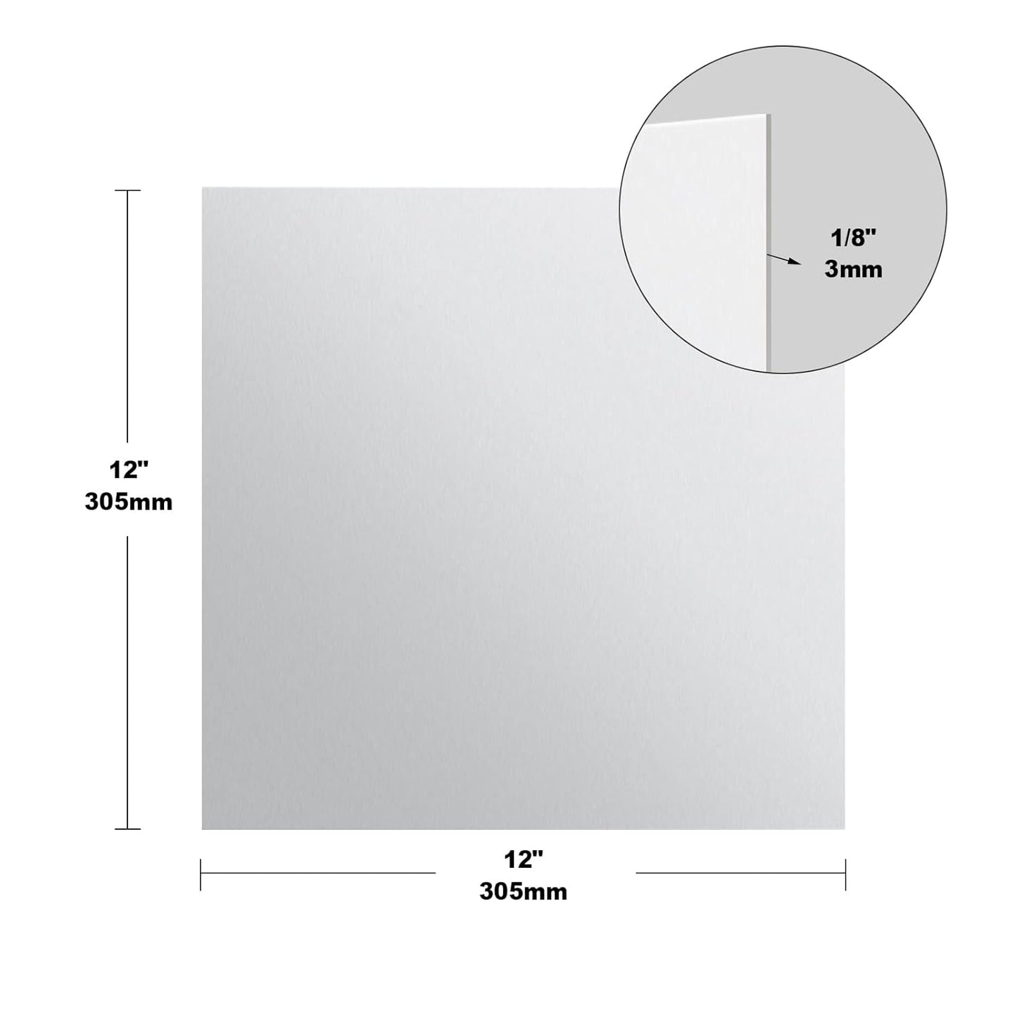 2 Pieces 6061 T651 Aluminum Sheet Metal 12 x 12 x1/8 Inch Thickness Rectangle Metal Plate, 3mm Aluminum Sheet, Plate for Crafting, Industry
