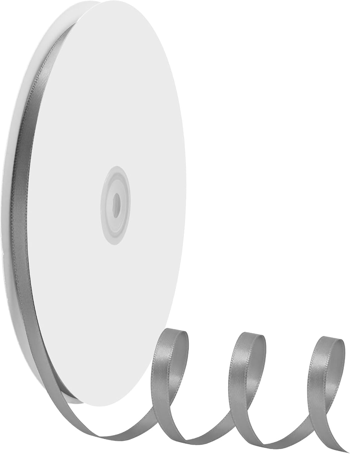 1/4" X 100 Yards Silver Satin Thin Ribbon Solid Color Double Faced Ribbons Perfect for Crafts Wedding Decor Bow Making Arts Sewing and More