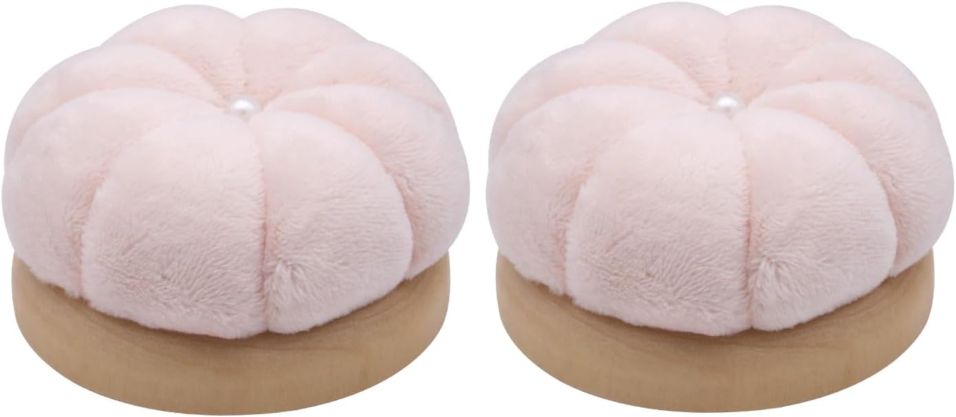 Uxney Pin Cushion,Wooden Sewing Pin Cushion Pincushion Needle Cushion for Sewing Quilting Needlework DIY Crafts(Light Pink,2 PCS)